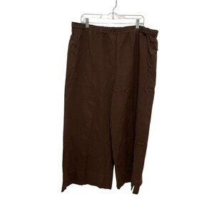 Soft Surroundings Brown Wide-Leg Elastic Waist Pants 100% Cotton Women's 3XP